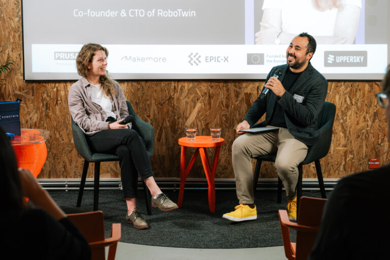 Megi Mejdrechová, co-founder and CTO of RoboTwin, in conversation with Ricardo Monagas at Built to Scale at PrusaLab