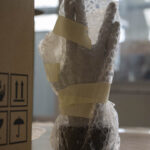 The wrapped hand statuette, ready to be handed over to the Future Gate festival The wrapped hand statuette, ready to be handed over to the Future Gate festival